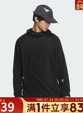 adidas阿迪达斯男子FOS运动休闲抓绒针织连帽套头衫卫衣KR0473