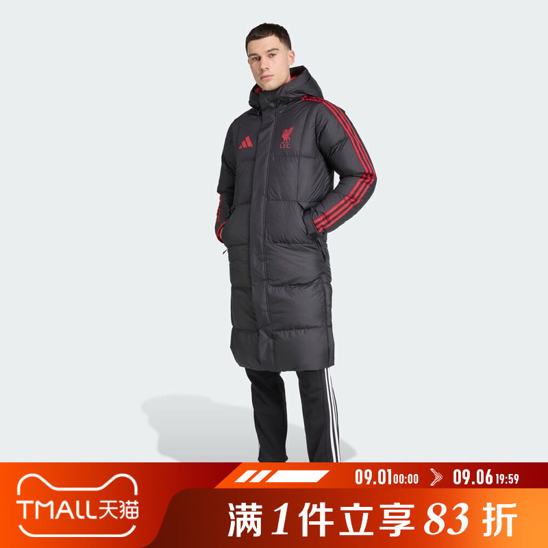 adidas阿迪达斯男子利物浦足球运动休闲保暖长款羽绒服外套JW0966