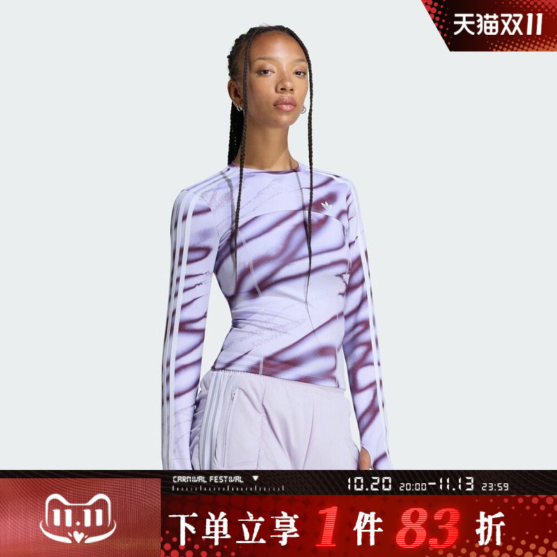 adidas阿迪达斯三叶草女子GFX TEE运动休闲长袖T恤LH1949