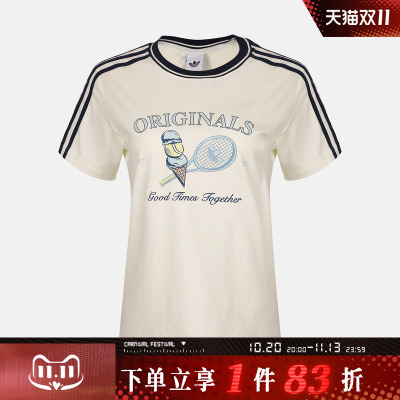 adidas阿迪达斯三叶草女SPORTS TEE运动休闲短袖T恤KX6887