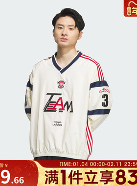 adidas阿迪达斯三叶草男子运动休闲V领梭织长袖T恤KC0112