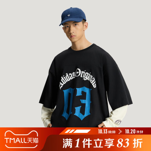 adidas阿迪达斯三叶草男子复古印花运动休闲短袖T恤KT3039