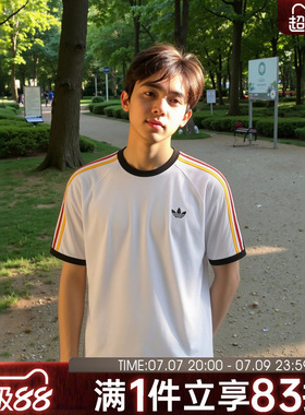 adidas阿迪达斯夏季三叶草男运动休闲短袖T恤圆领宽松上衣KC8639
