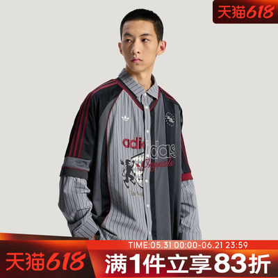 adidas阿迪达斯三叶草男子BLK SHIRT运动休闲提花长袖衬衫KY2152