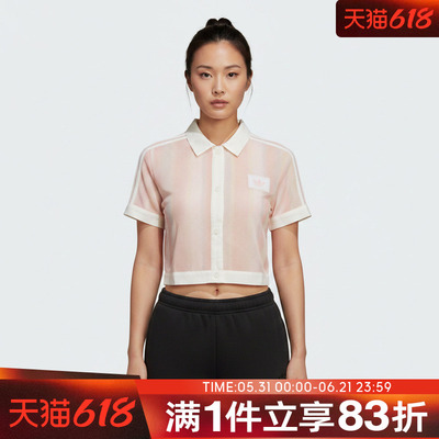 adidas阿迪达斯三叶草女子CROPPED POLO运动休闲短袖T恤KY8140