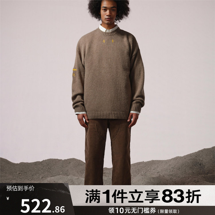 foss潮牌男款套头衫2025运动休闲高街风格针织衫圆领毛衣