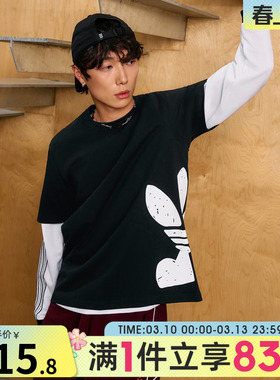 adidas Originals阿迪达斯三叶草男子T恤宽松休闲运动短袖JD3247