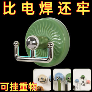 免打孔强力粘钩浴室厨房门后马卡龙色系收纳神器可旋转收纳挂钩子