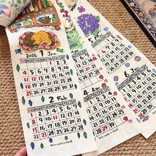 高颜值月历装 涂鸦插画尼泊尔挂历2026新款 饰挂件送礼物 国产纸