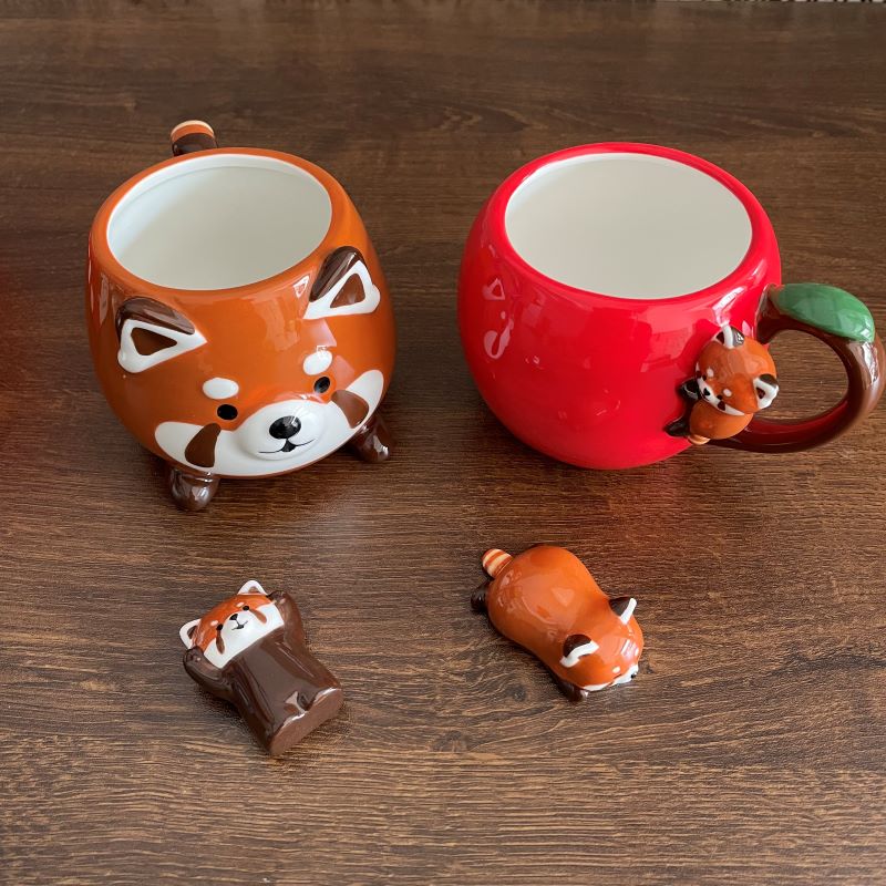 日本Decole树熊小熊猫系列马克杯筷子架可爱动物杯子创意杯子
