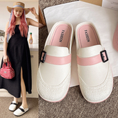 女外穿2024新款 懒人沙滩半拖鞋 防水拖鞋 胶鞋 软底孕妇拖鞋 包头雨鞋