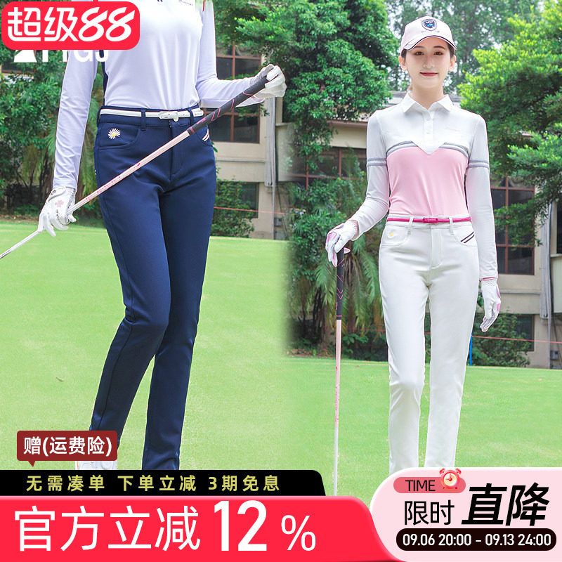 秋冬高尔夫秋服装女士长裤加厚保暖中腰修身白黑色运动休闲球裤子