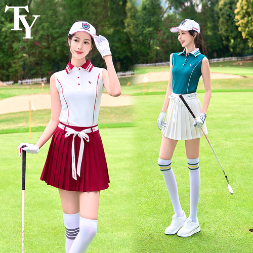 高尔夫女无袖Polo衫显瘦短裙套装