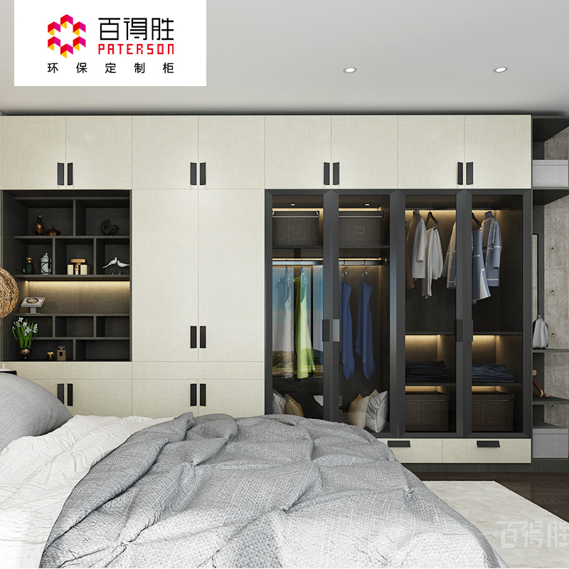 百得胜全屋定制现代轻奢整体卧室衣柜多功能主卧衣帽间衣橱定制