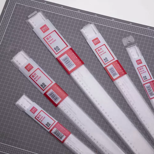 Deli 20 30 40 50 60 см сантиметра пластиковой чертежи линирования линирования правителя Прозрачный линейка канцелярских товаров канцелярских товаров