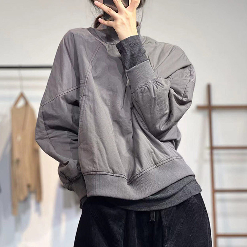 宽松韩版拼接棉服卫衣女