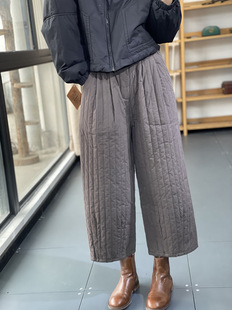 女 宽松加厚夹棉休闲裤 秋冬款 文艺复古纯色百搭简约高腰显瘦直筒裤