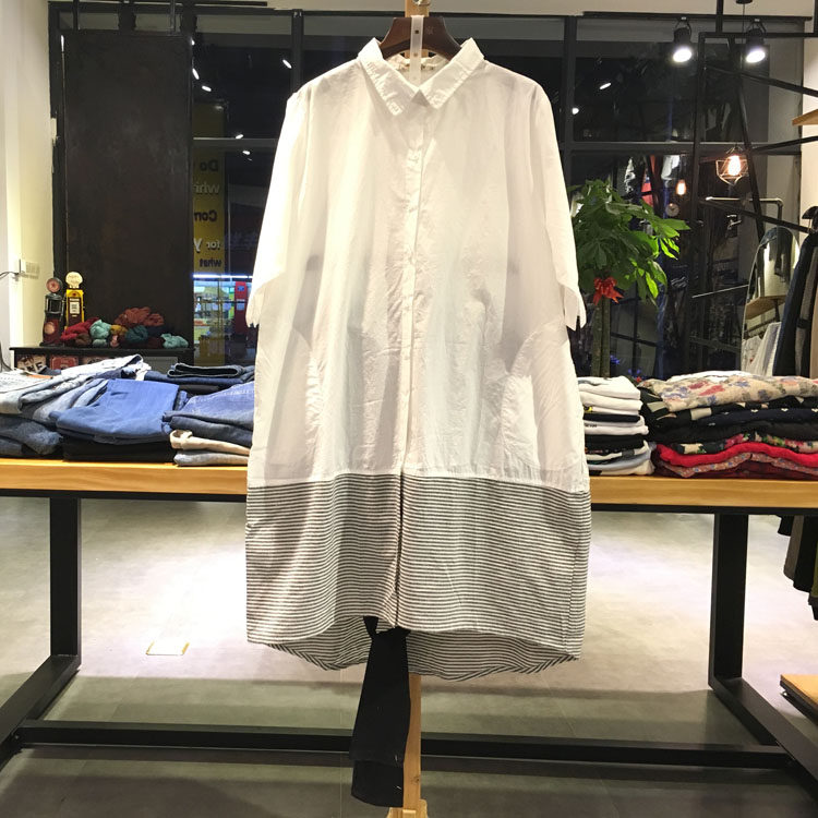 文艺横条纹五角星衬衫春季新品