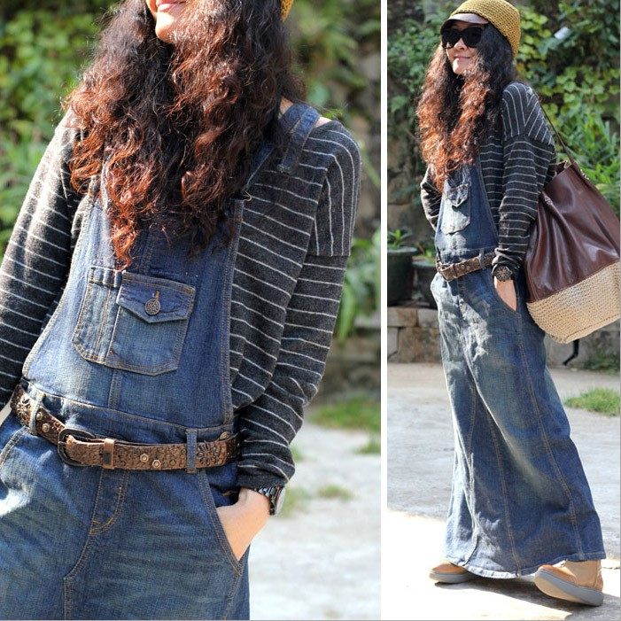 2022年春季复古做旧个性A型吊带牛仔连衣裙纯色百搭宽松背带裙女