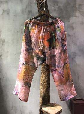 2018新款夏季宽松大码休闲百搭涂鸦中长款上衣LZ370+裤子LZ370-1