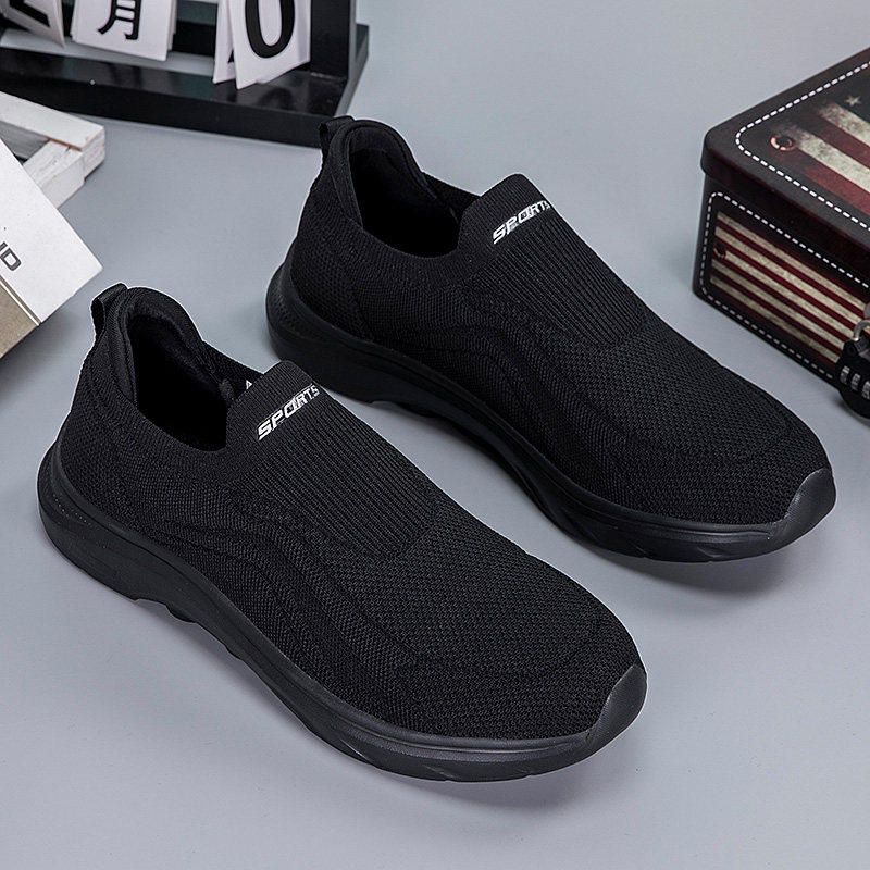 夏季男鞋中老年休闲跑步运动鞋女全黑色透气上班工作软底老人鞋男,流行男鞋,健步鞋,淘宝优惠券,粉丝福利购,淘宝优惠卷