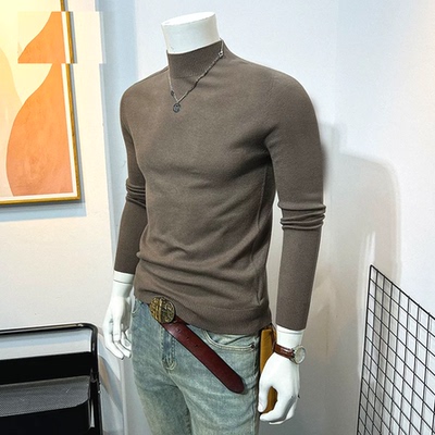 半高领包芯纱针织衫丝滑紧身长袖