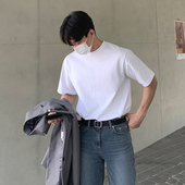 全棉白体恤 纯色内搭叠穿打底衫 美式 潮牌纯棉t恤男高级感宽松短袖