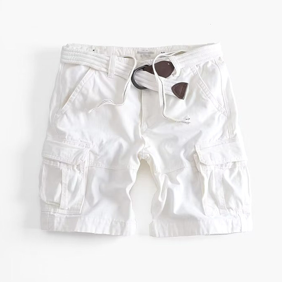 美式纯棉工装短裤男多口袋宽松直筒五分裤户外运动中裤子休闲马裤