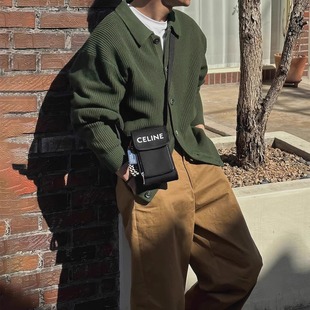 翻领工装 潮男单排扣长袖 卫衣韩系休闲线衣外套 包芯纱针织开衫 美式