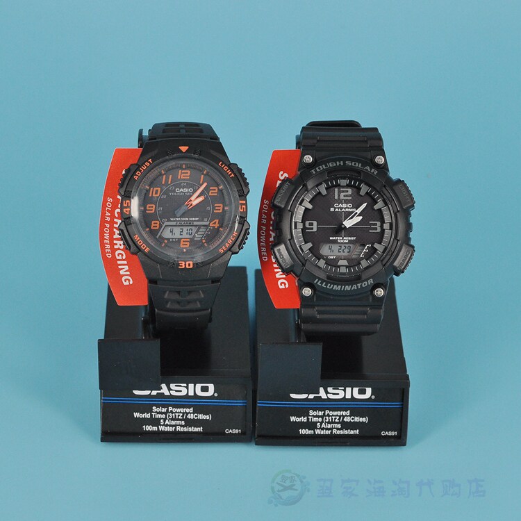 美版casio卡西欧aqs800w aq-s810wc-1太阳能运动双显电子学生手表