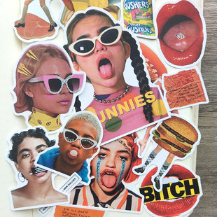 手帐贴纸欧美复古猎奇碧池文化文具盒手机壳日记本装饰拼贴素材