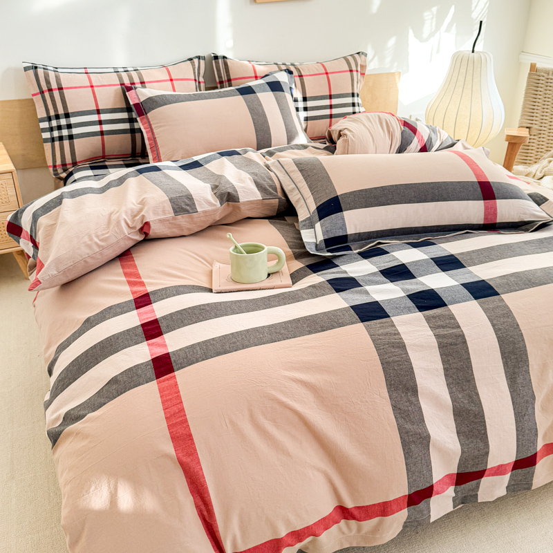 都市英伦风纯棉四件套床单式全棉简约地中海风格被套男孩床上用品