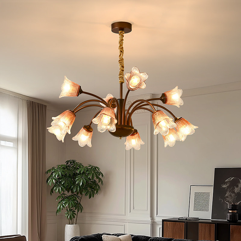 美式复古中古风铁艺吊灯客厅灯法式田园风玻璃灯罩轻奢卧室房间灯,家装灯饰光源,客厅吊灯,淘宝优惠券,粉丝福利购,淘宝优惠卷