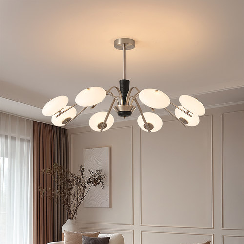 新款法式中古风胡桃木纹色客厅灯