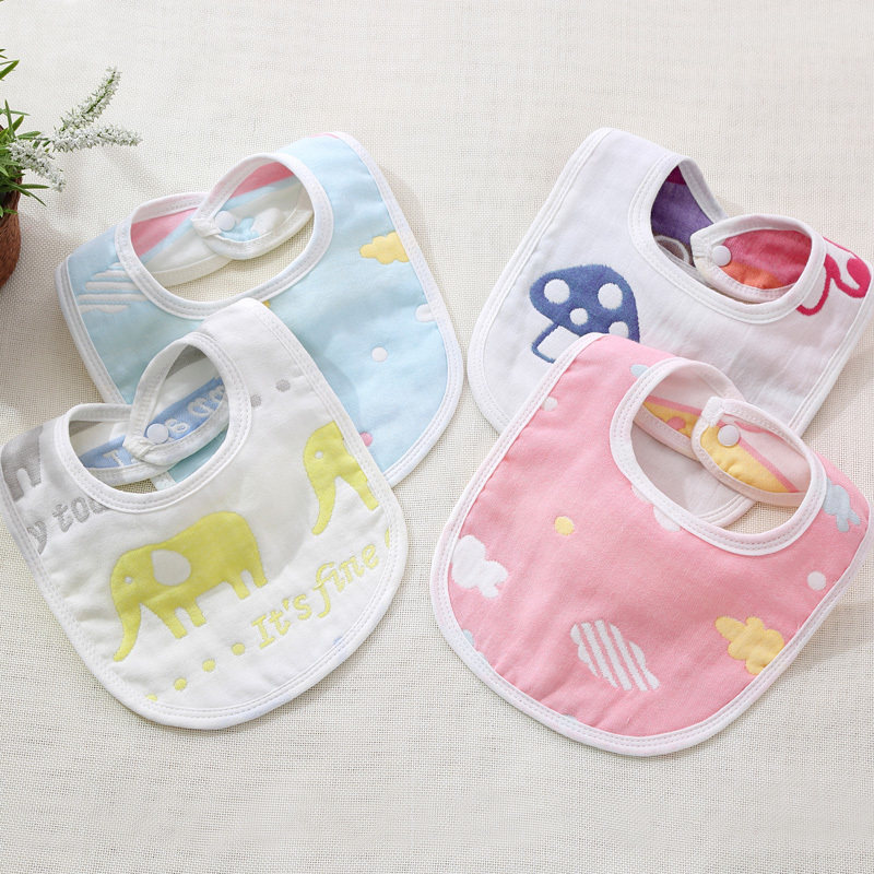 婴儿围嘴 6层纯棉纱布u形宝宝口水巾围兜新生儿口水兜初生儿围嘴