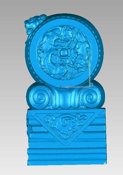 浮雕 三d图 三维立体图 抱鼓圆雕图 门墩扫描图 狮子门墩004 stl