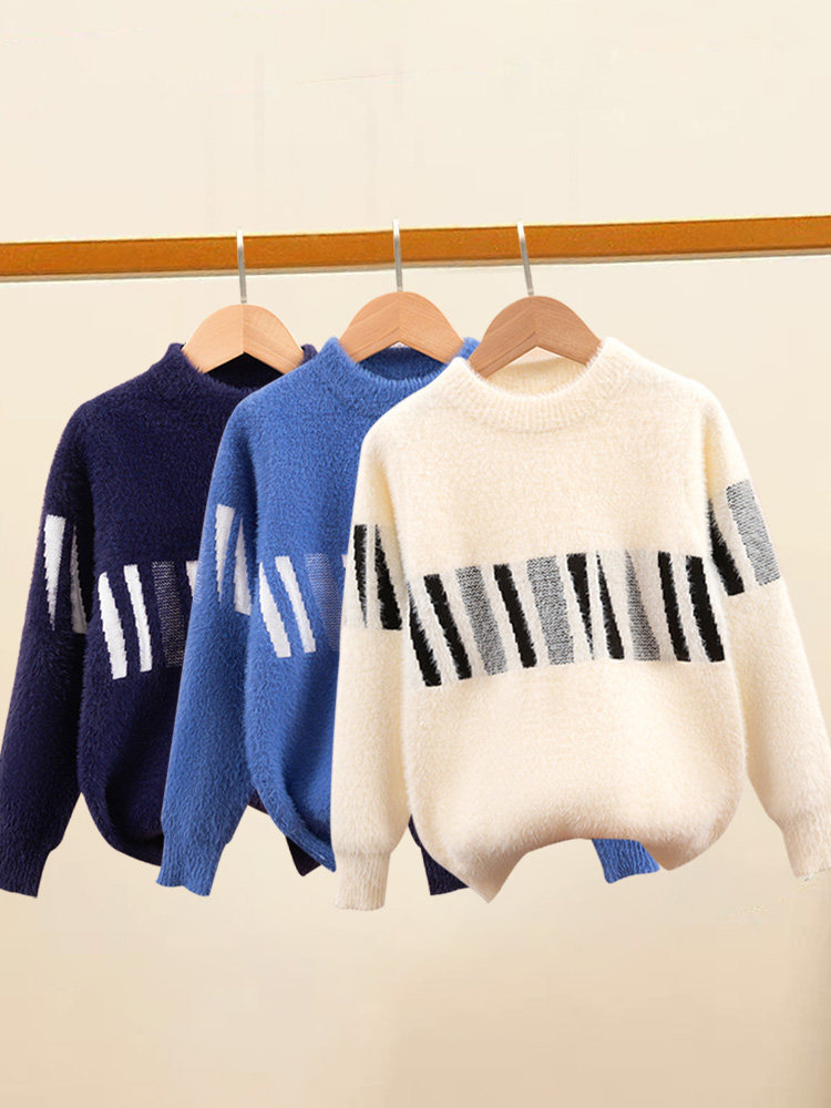 男童水貂绒毛衣2024秋冬新款加绒加厚套头针织衫儿童打底衫中大童,童装/婴儿装/亲子装,毛衣/针织衫,淘宝优惠券,粉丝福利购,淘宝优惠卷