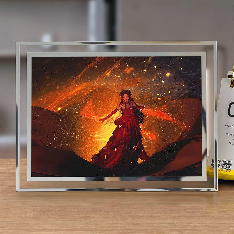 现货速发无线暖暖高颜值水晶玻璃相框送朋友闺蜜礼物摆台房间卧室