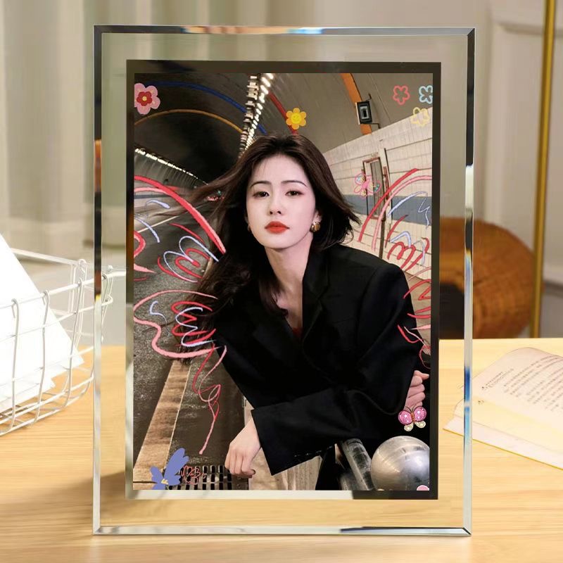 白鹿周边水晶相框白梦妍明星应援同款照片海报定制摆台玻璃框立牌