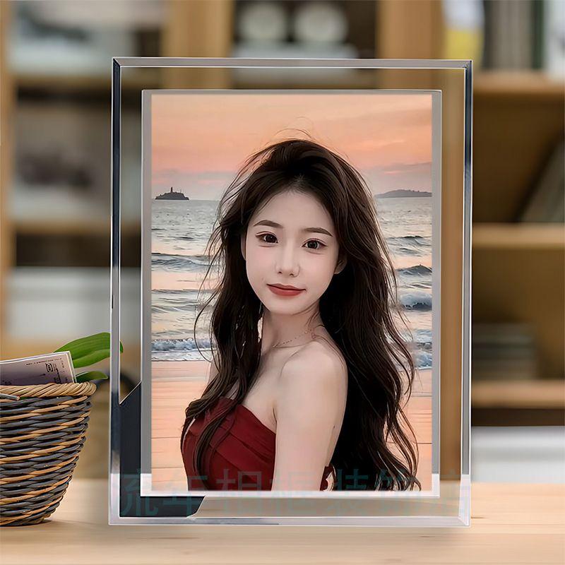 网红李启萌周边水晶玻璃相框摆台个性定制照片送朋友同学纪念礼物