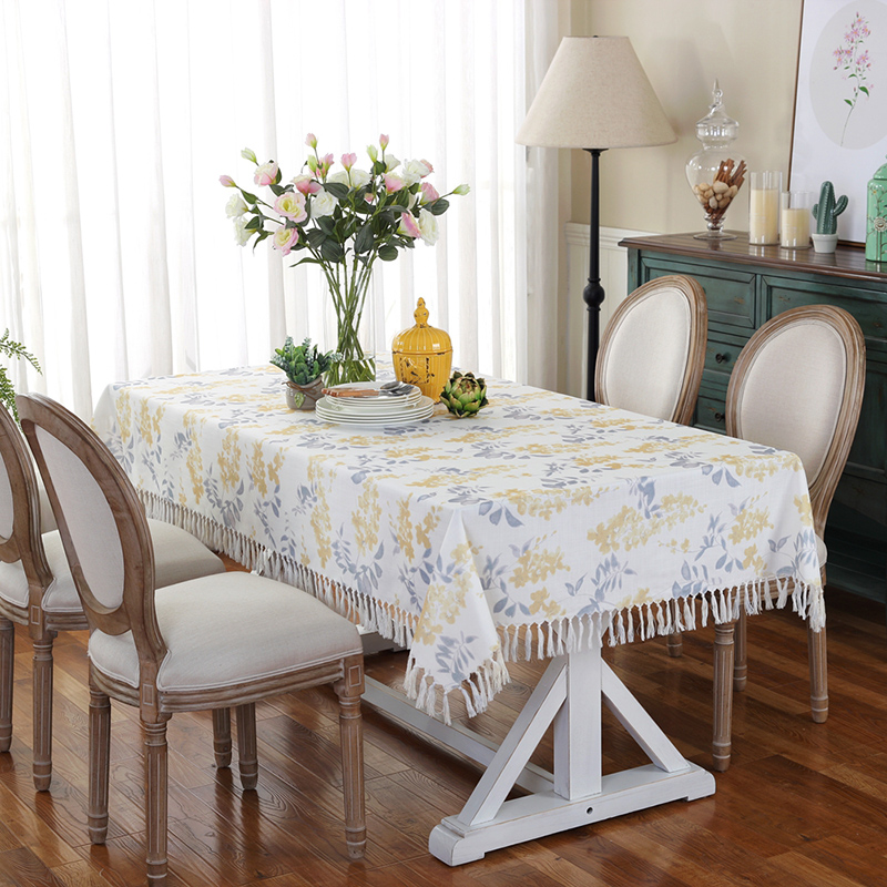高档流苏桌布美式乡村长方形复古