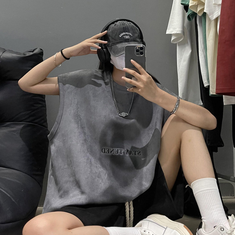 BENT IDEA夏季麂皮绒WHOSETRAP背心Navy CRAFT休闲坎肩EviStubt恤