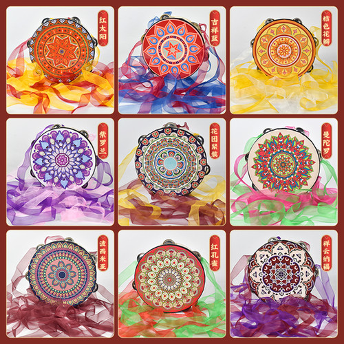 敦煌手鼓飞天鼓上铃鼓盛世舞蹈道具大鼓飘带维吾尔族成人小鼓乐鼓