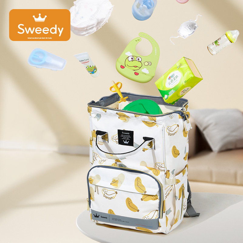 妈咪妈妈母婴双肩揹包2025新款轻便外出大容量手提斜挎多功能帆布