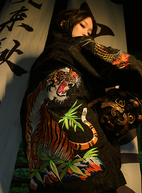 三省六部·中书省【蟒雀吞龙】春秋重工满绣龙虎蟒纹提花男士唐装