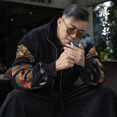 三省六部·兵部 中国风双龙刺绣灯芯绒复古羽绒服夹克 飞龙在天