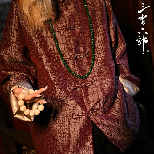 三省六部限定款蟒纹提花唐装外套