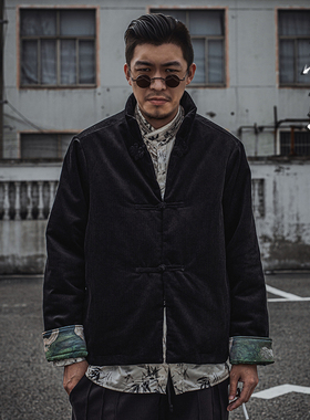 三省六部·吏部【西凉】新中式秋冬极简灯芯绒加厚男士唐装棉服