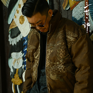 国风刺绣PU皮复古蜡染高端羽绒服 冬季 三省六部 九龙系列·卷八