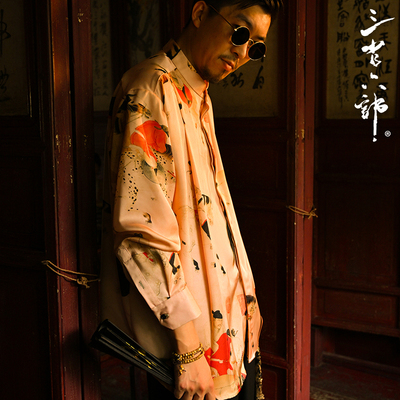 三省六部立领长袖中国风轻奢衬衫